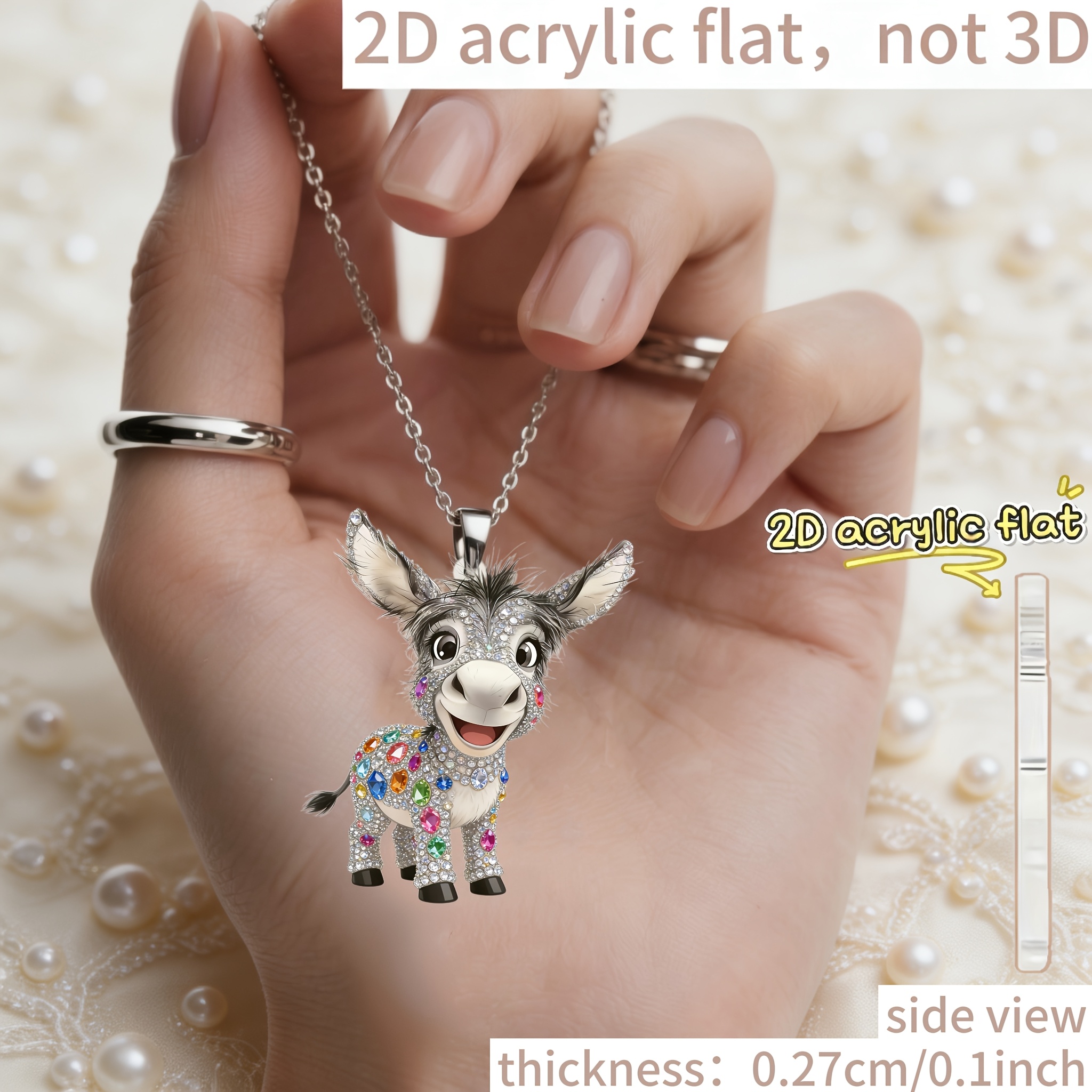 Acrylic Little Donkey Design Pendant Necklace, Unique Gift
